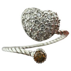 18K White Gold Diamond Heart Bypass Ring