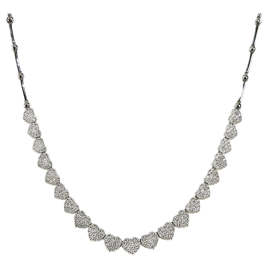 18K Weißgold Diamant Herz Halskette 2.00ct im Angebot