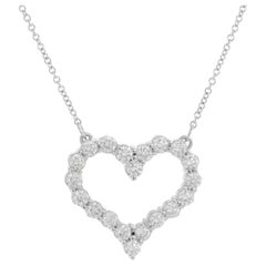 18 Karat Weißgold Diamant-Herz-Halskette 3,21 Karat