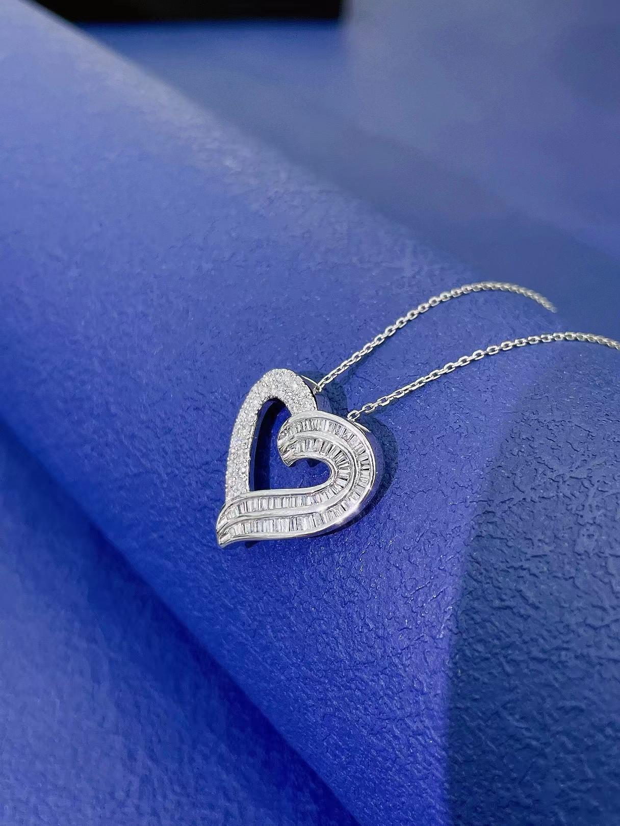 18K White Gold Diamond Heart Necklace
Diamonds - 0.49 CT 
18K White Gold - 3.53 GM

Nurati Jewelry's stunning heart pendant is a beautiful expression of love and elegance. Available in both white and rose gold, this exquisite piece features