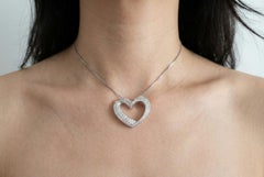 18K White Gold Diamond Heart Pendant Necklace