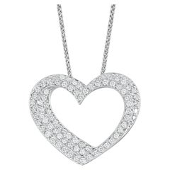 18K White Gold Diamond Heart Pendant Necklace