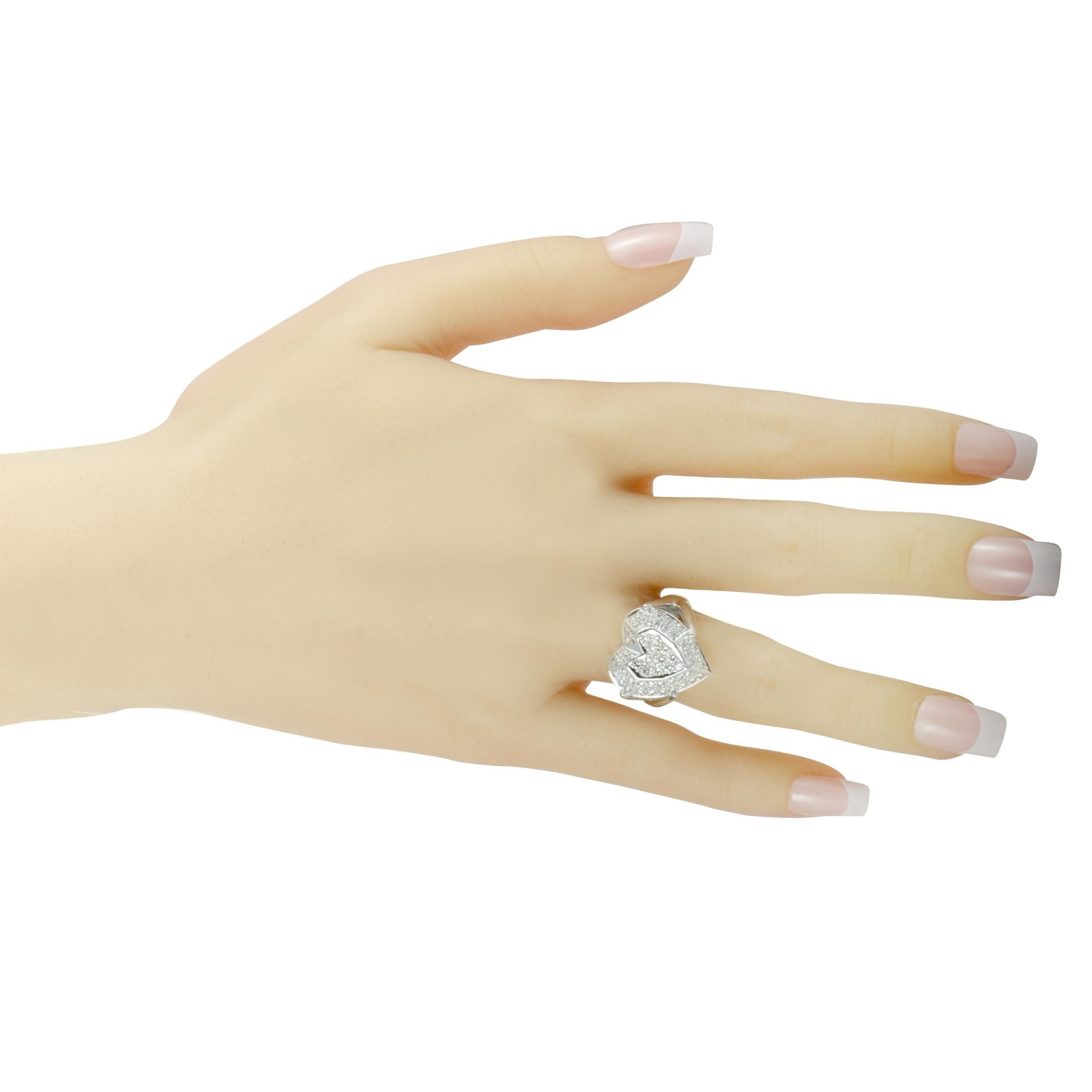 Women's 18 Karat White Gold Diamond Heart Ring
