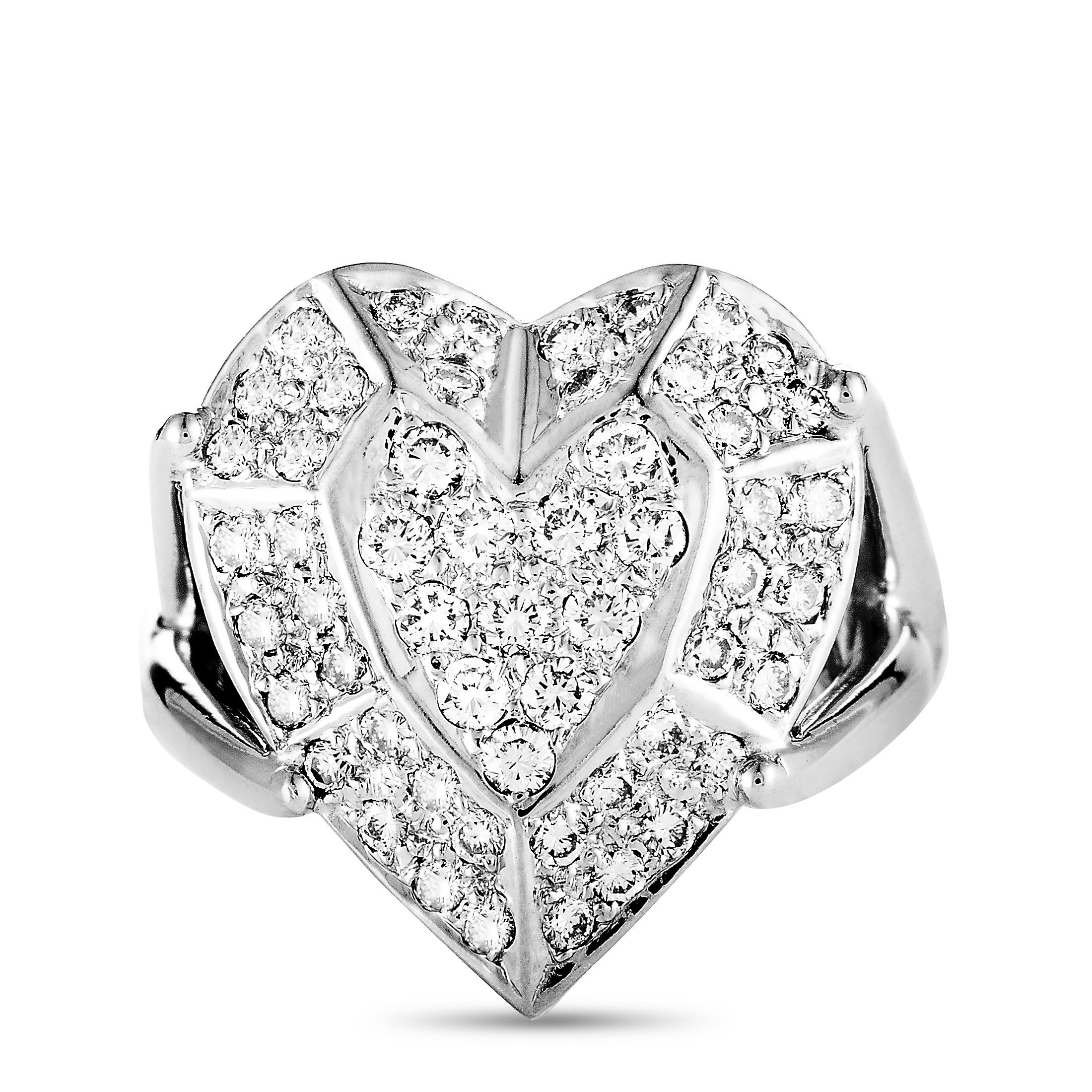 18 Karat White Gold Diamond Heart Ring 1