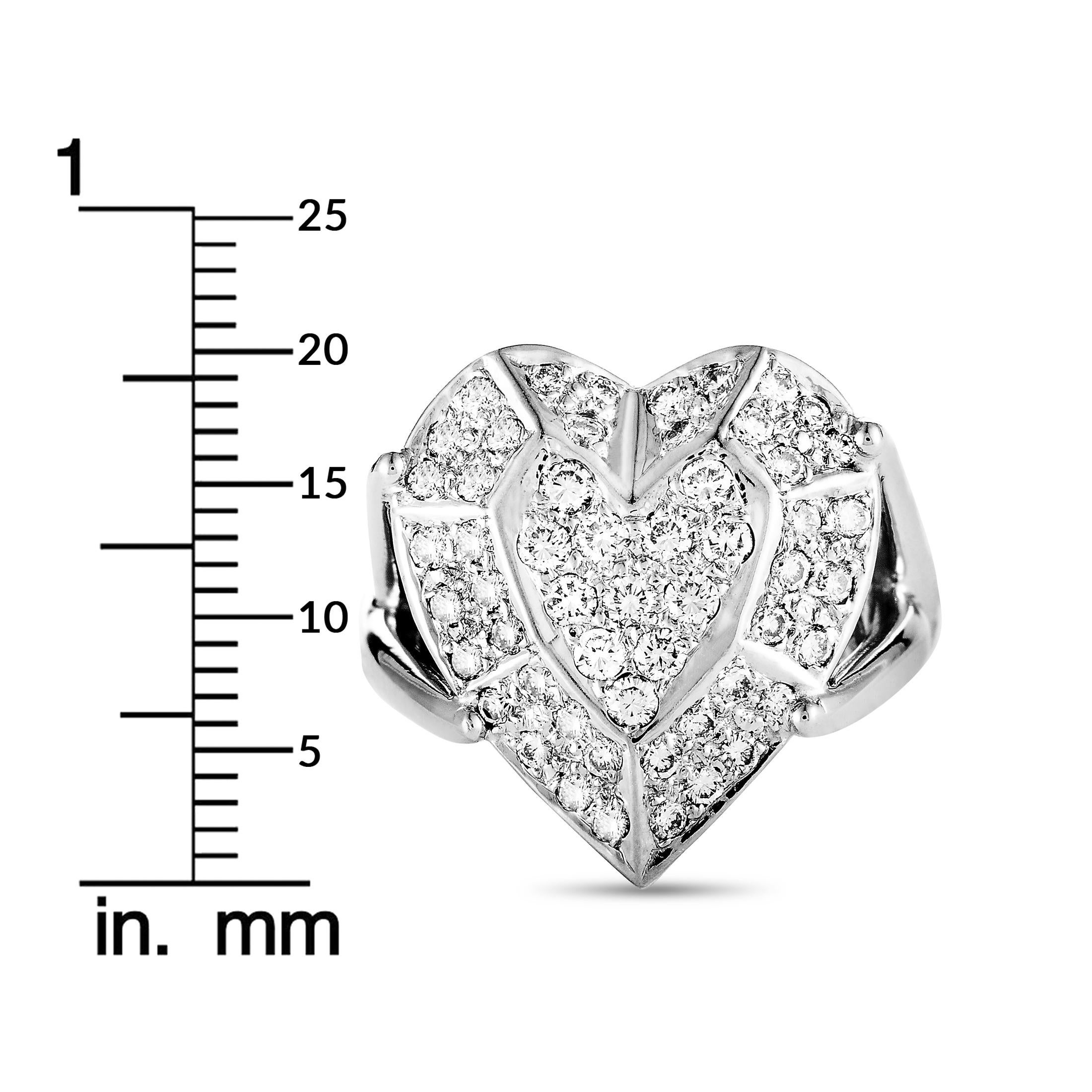 18 Karat White Gold Diamond Heart Ring 2