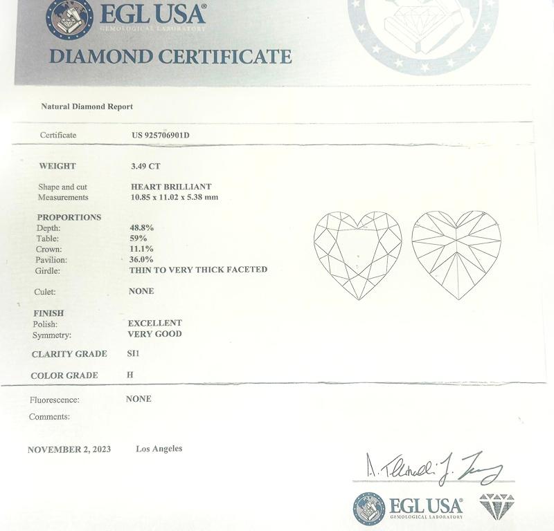 Donna Collana con ciondolo a forma di cuore con diamante in oro bianco 18 carati 3,49 W/EGL in vendita