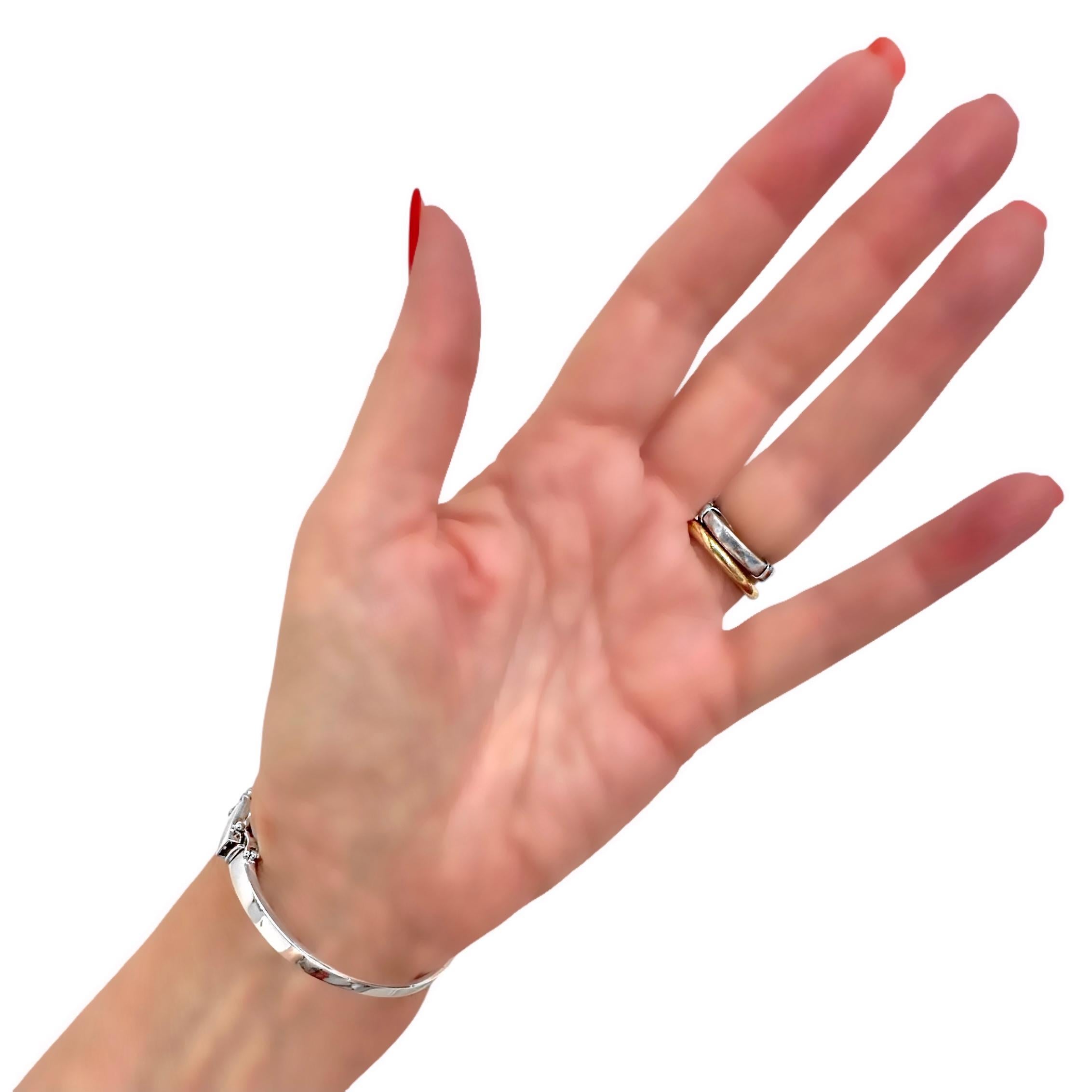 18K White Gold & Diamond Hinged Bangle Bracelet for Ladies With a Small Wrist For Sale 6
