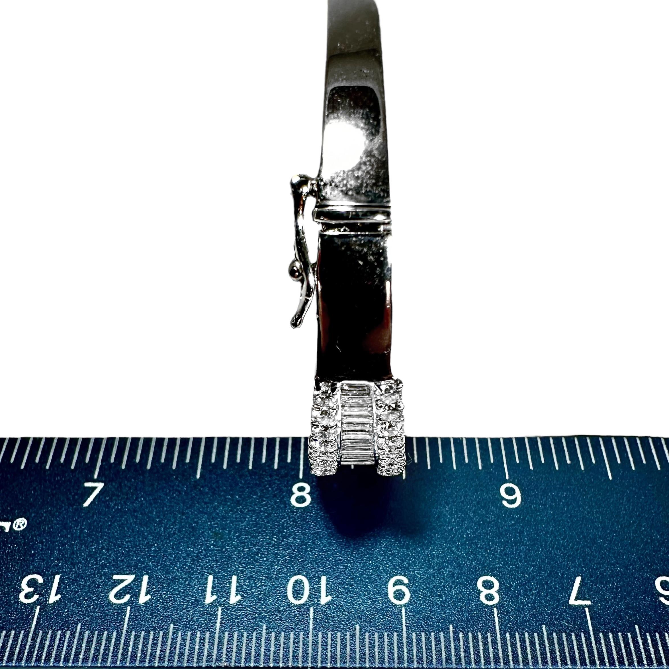 18K White Gold & Diamond Hinged Bangle Bracelet for Ladies With a Small Wrist For Sale 2