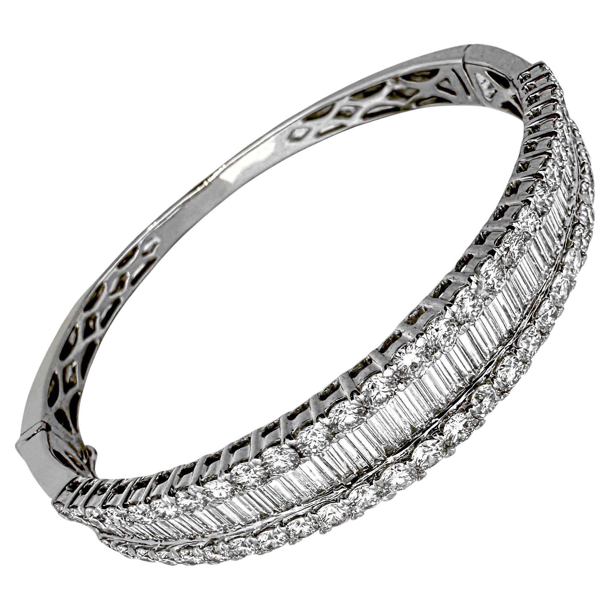 18K White Gold & Diamond Hinged Bangle Bracelet for Ladies With a Small Wrist For Sale