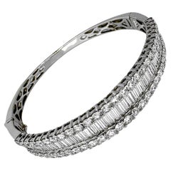 18K White Gold & Diamond Hinged Bangle Bracelet for Ladies With a Small Wrist