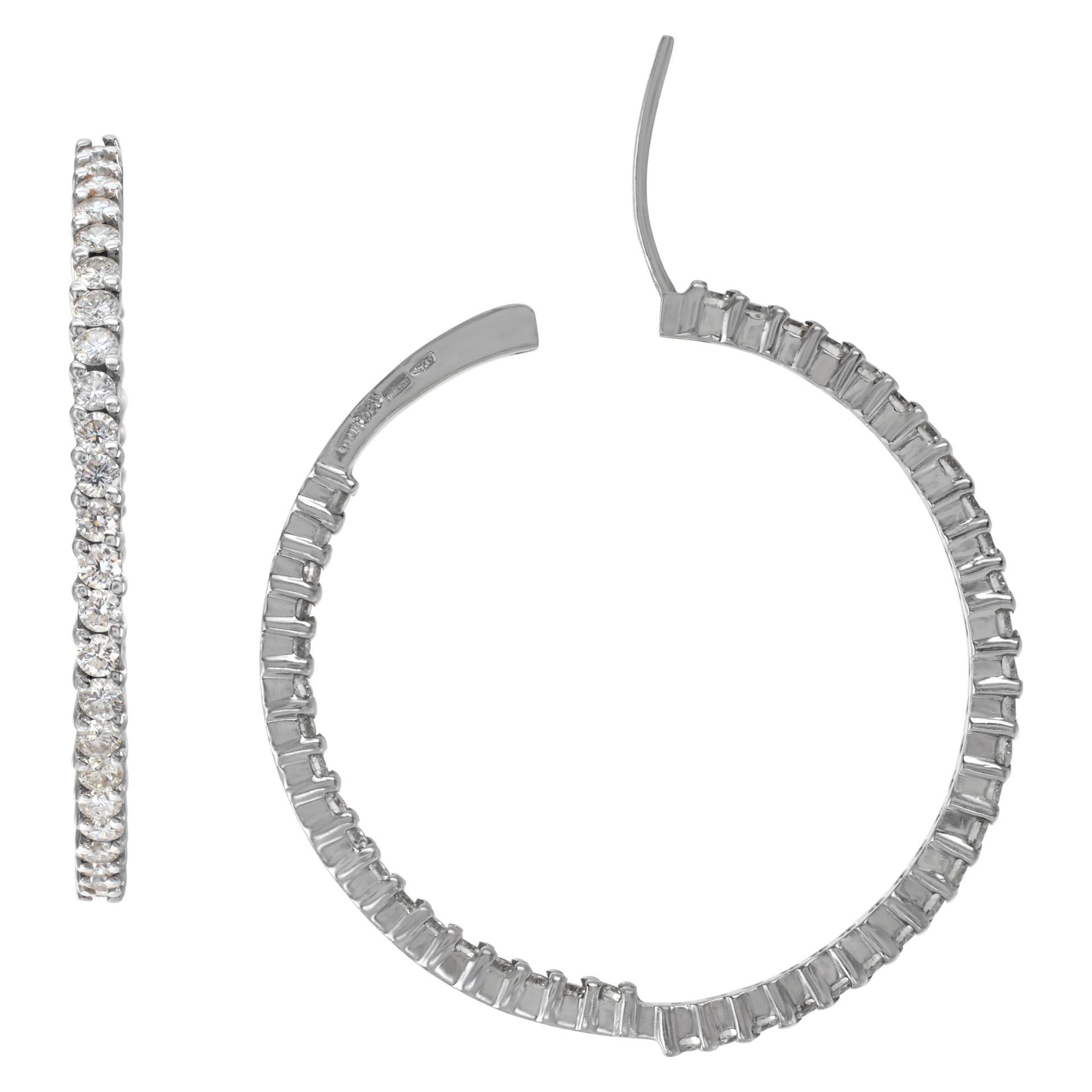 Donna Orecchini a cerchio con diamante in oro bianco 18k in vendita