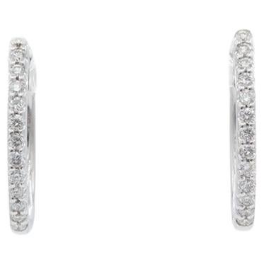 Orecchini a cerchio con diamanti in oro bianco 18k 0,13ctw F-G VS-SI 1/2″ Piccoli cerchi a cerniera
