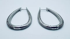 18K White Gold Diamond Hoop Earrings, 5.31 Carat Total Weight