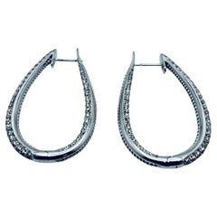 Pendientes de aro de diamantes de oro blanco de 18 quilates, 5,31 quilates de peso total