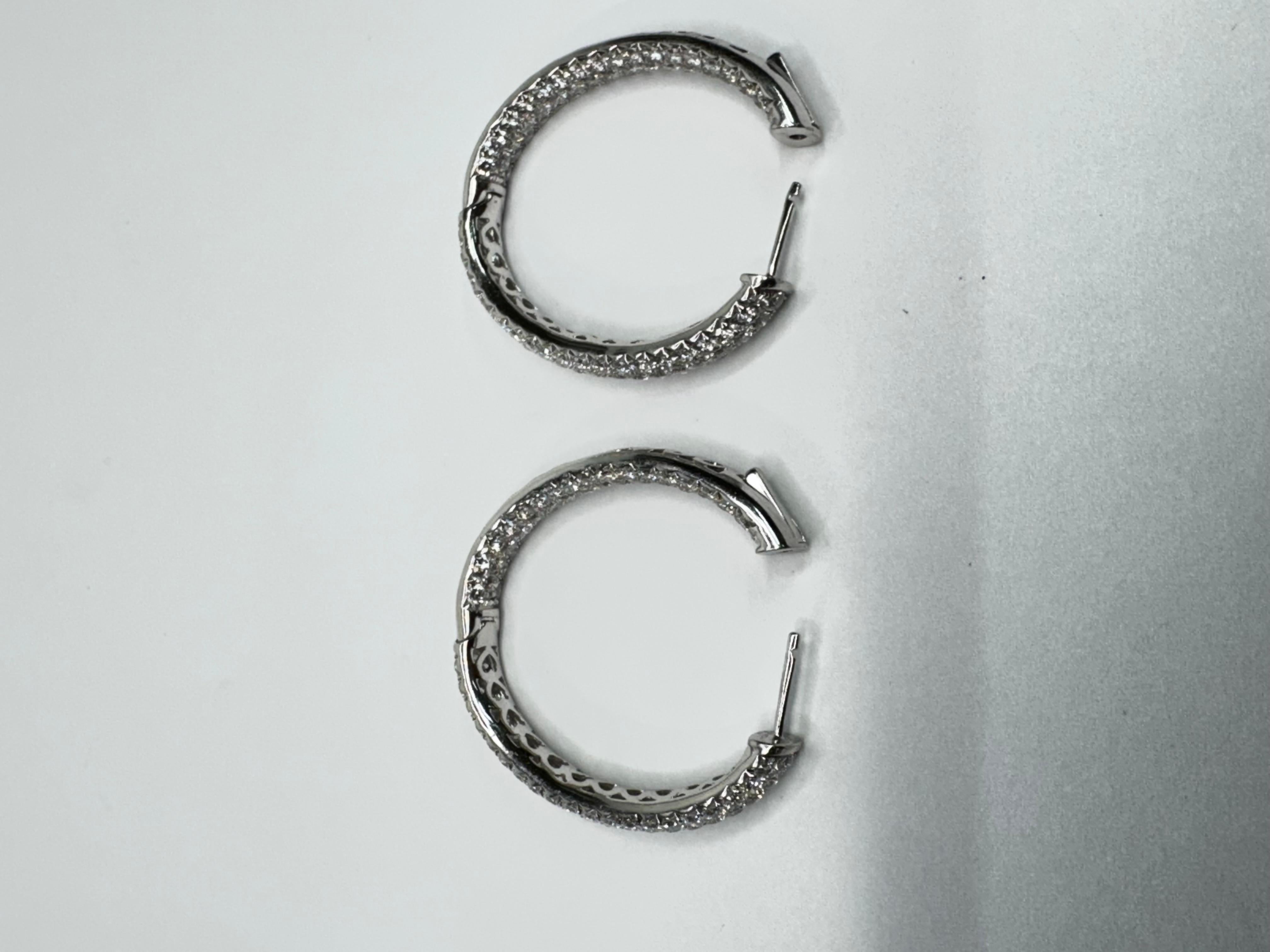 18k White Gold Diamond Hoop Earrings For Sale 4