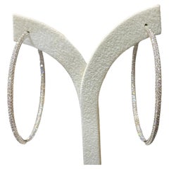 18K White Gold Diamond Hoop Earrings