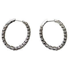 18k White Gold Diamond Hoop Earrings