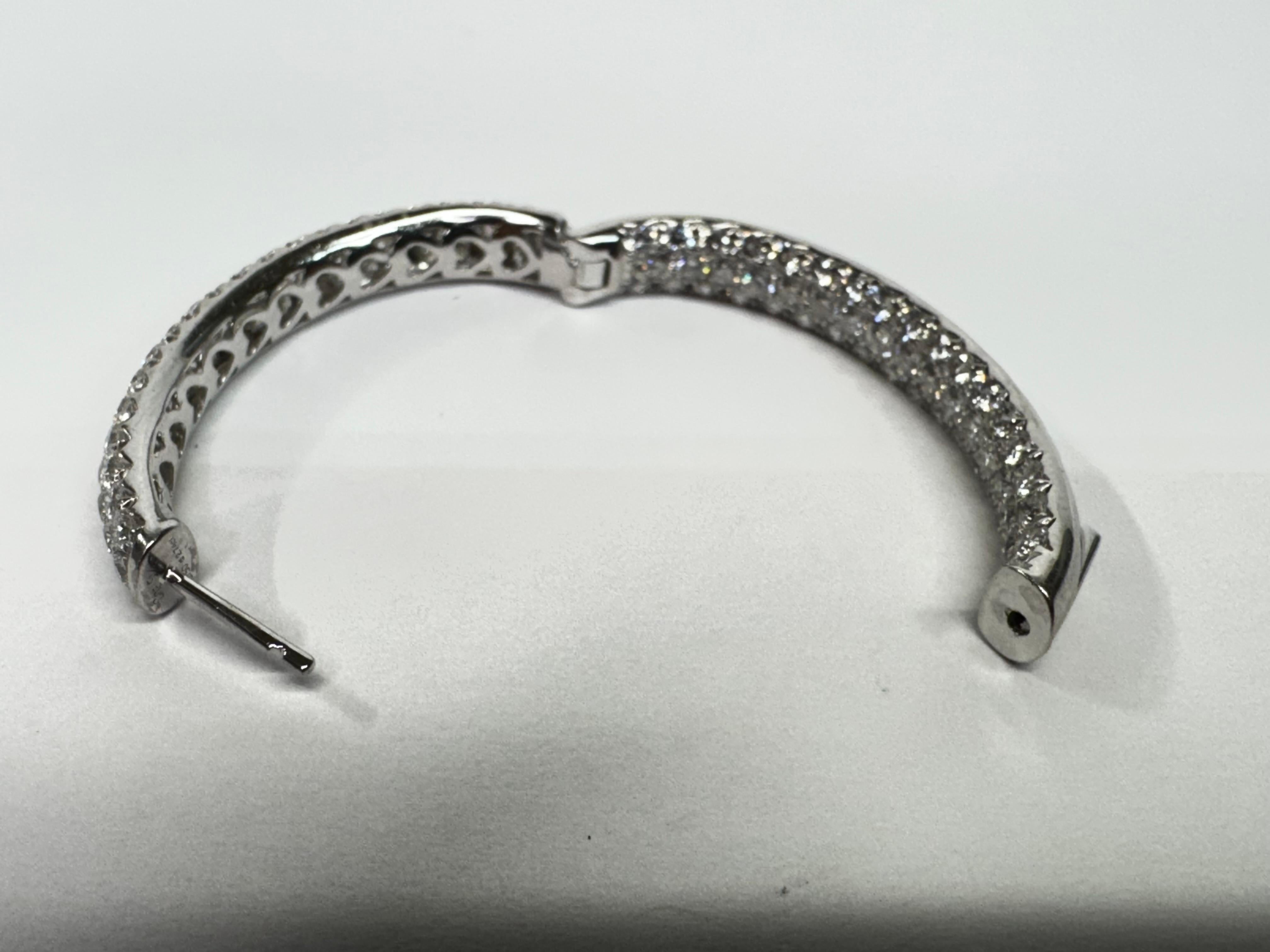 18k White Gold Diamond Hoop Earrings For Sale 2