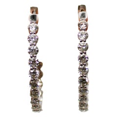 18k White Gold Diamond Hoop Earrings