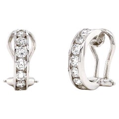 18K White Gold Diamond Hoop Earrings