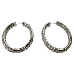 18k White Gold Diamond Hoop Earrings
