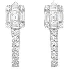 18K White Gold Diamond Hoop Earrings