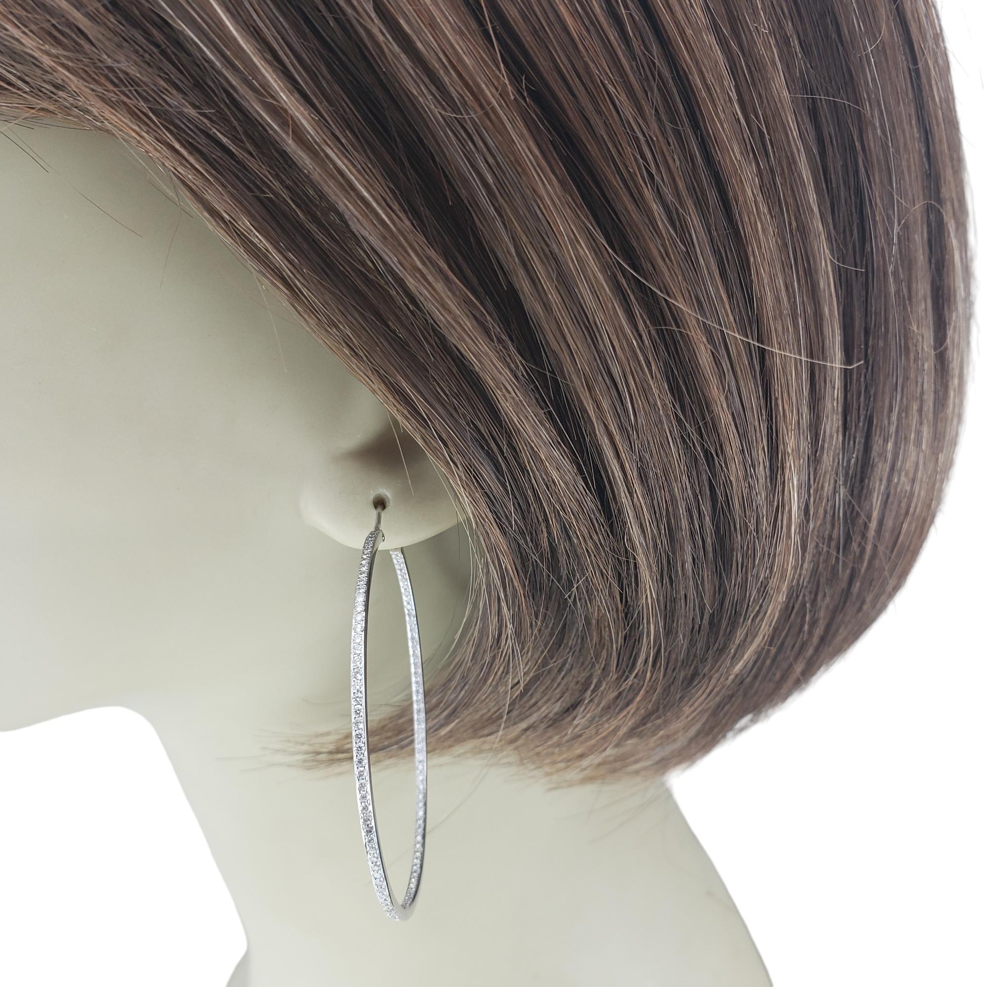 18K White Gold Diamond Hoop Earrings JAGi Certified #19255 For Sale 1