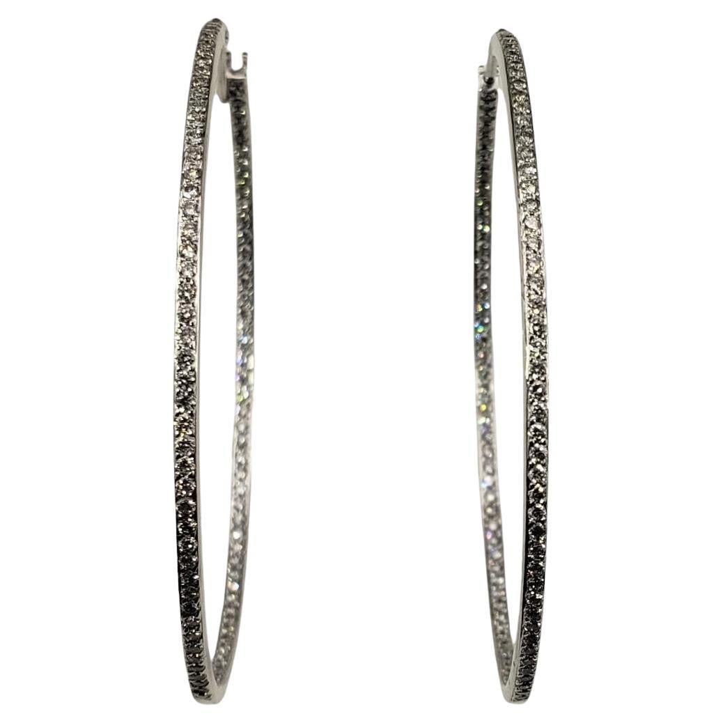 18K White Gold Diamond Hoop Earrings JAGi Certified #19255