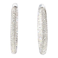 Orecchini a cerchio con diamanti in oro bianco 18k con ~2,9ctw di diamanti SI1/H