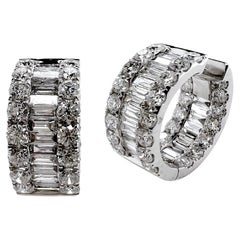 18k White Gold Diamond Hoop Inside Outside Earrings