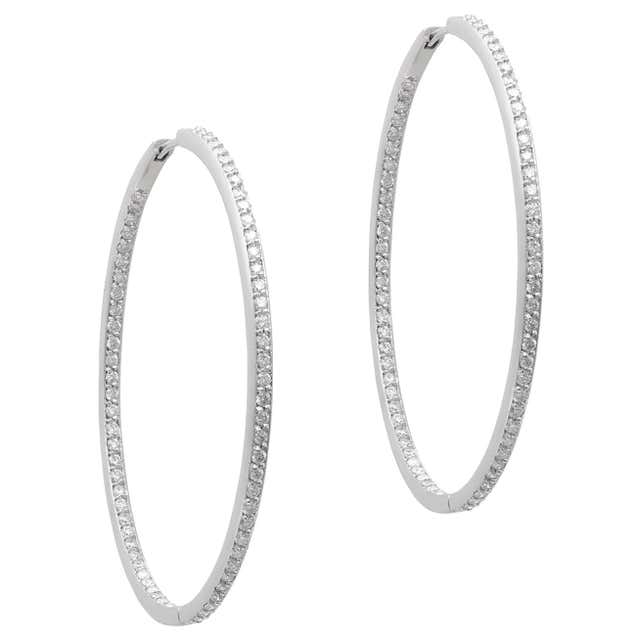 Large Ruby Diamond White Gold Hoops For Sale at 1stDibs