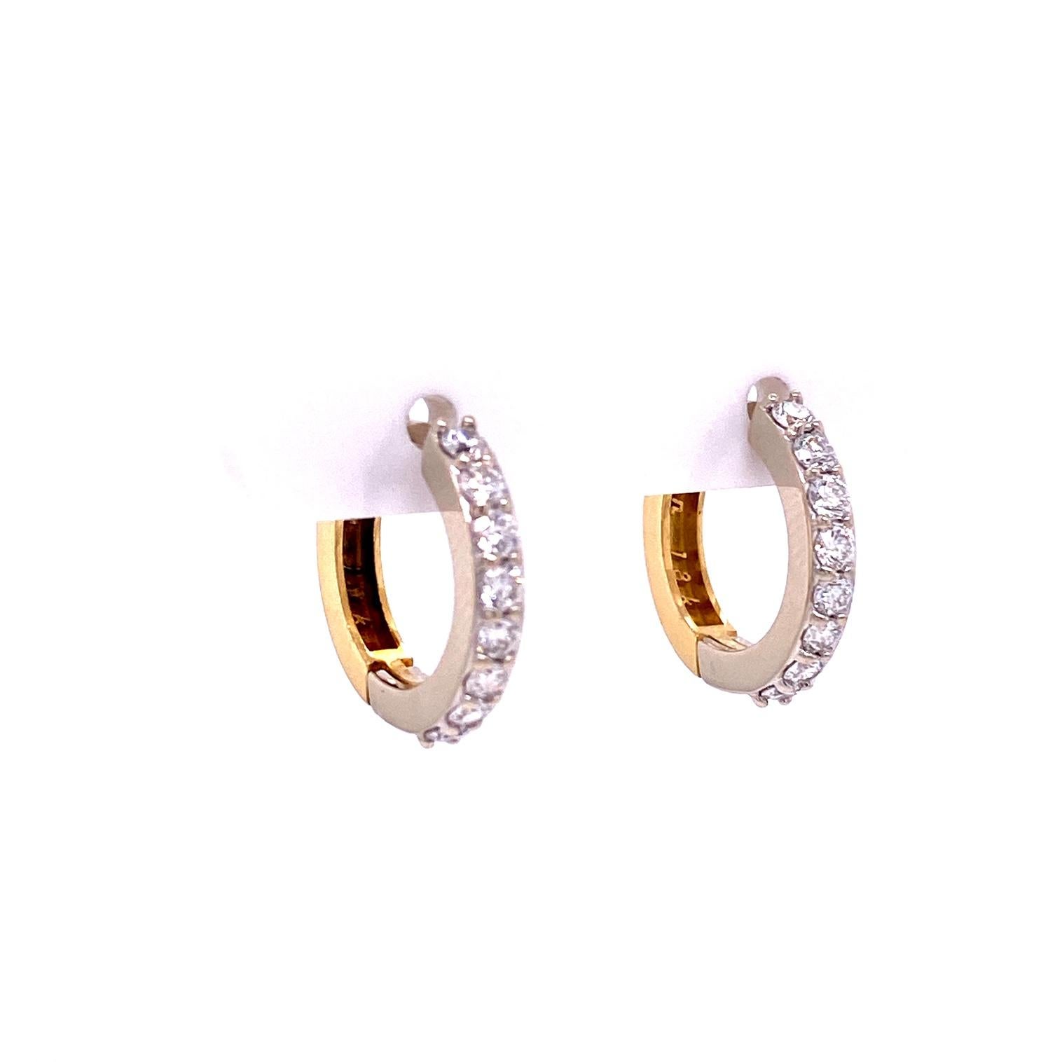Contemporary 18 Karat Gold Diamond Hoops with Silver Sapphire and Diamond Earring Jackets