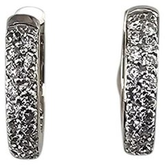 18K White Gold Diamond Huggie Small Hoop Earrings #25280