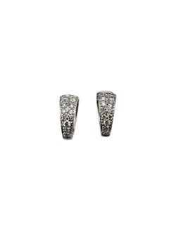 Pendientes de aro pequeños tipo «huggie» de oro blanco de 18 quilates con diamantes #25735