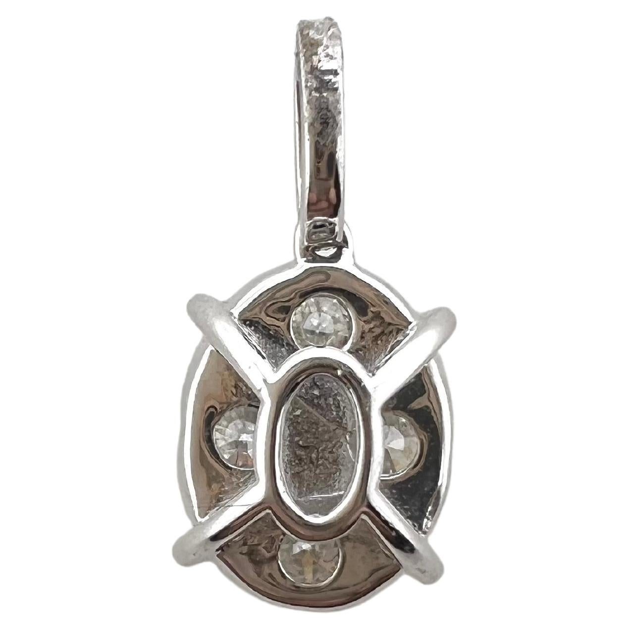 Colgante Conjunto Ilusión de Diamantes de Oro Blanco de 18k Corte redondo