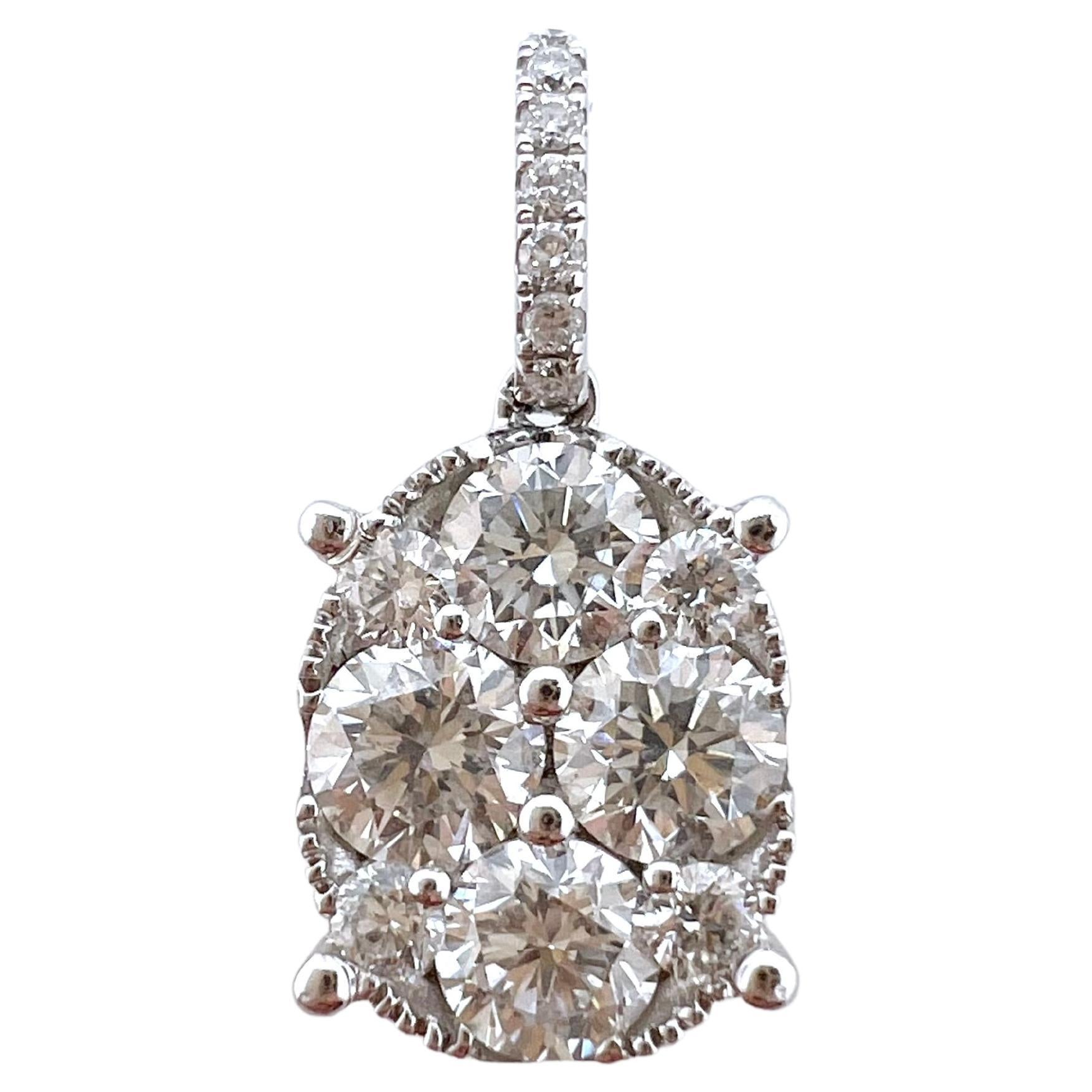 Colgante Conjunto Ilusión de Diamantes de Oro Blanco de 18k