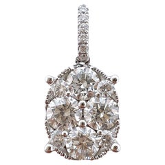 Colgante Conjunto Ilusión de Diamantes de Oro Blanco de 18k