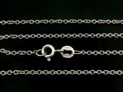 18k White Gold Diamond Initial Letter J Slide Pendant on Cable Link Chain