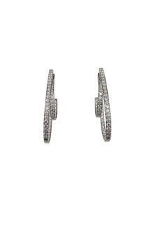 18K White Gold Diamond Inside-Out Double Hoop Earrings #24589