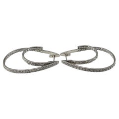 18K White Gold Diamond Inside-Out Double Hoop Earrings #24589