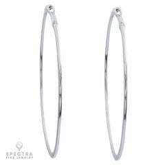 Contemporary 18k White Gold Diamond Inside-Out Hoop Earrings, 5.00ct