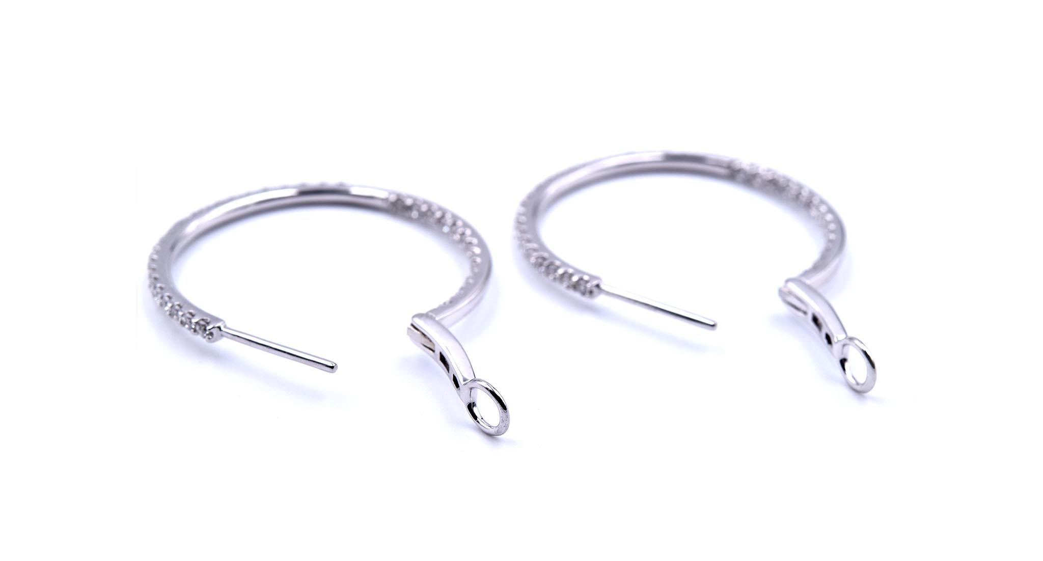 Ashley Gold Stainless Steel Inside/Outside CZ 1 Hoop Earrings