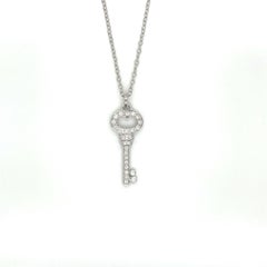18K White Gold Diamond Key Pendant Necklace