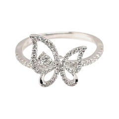 18k White Gold Diamond Large Small Wing Buttery Ring