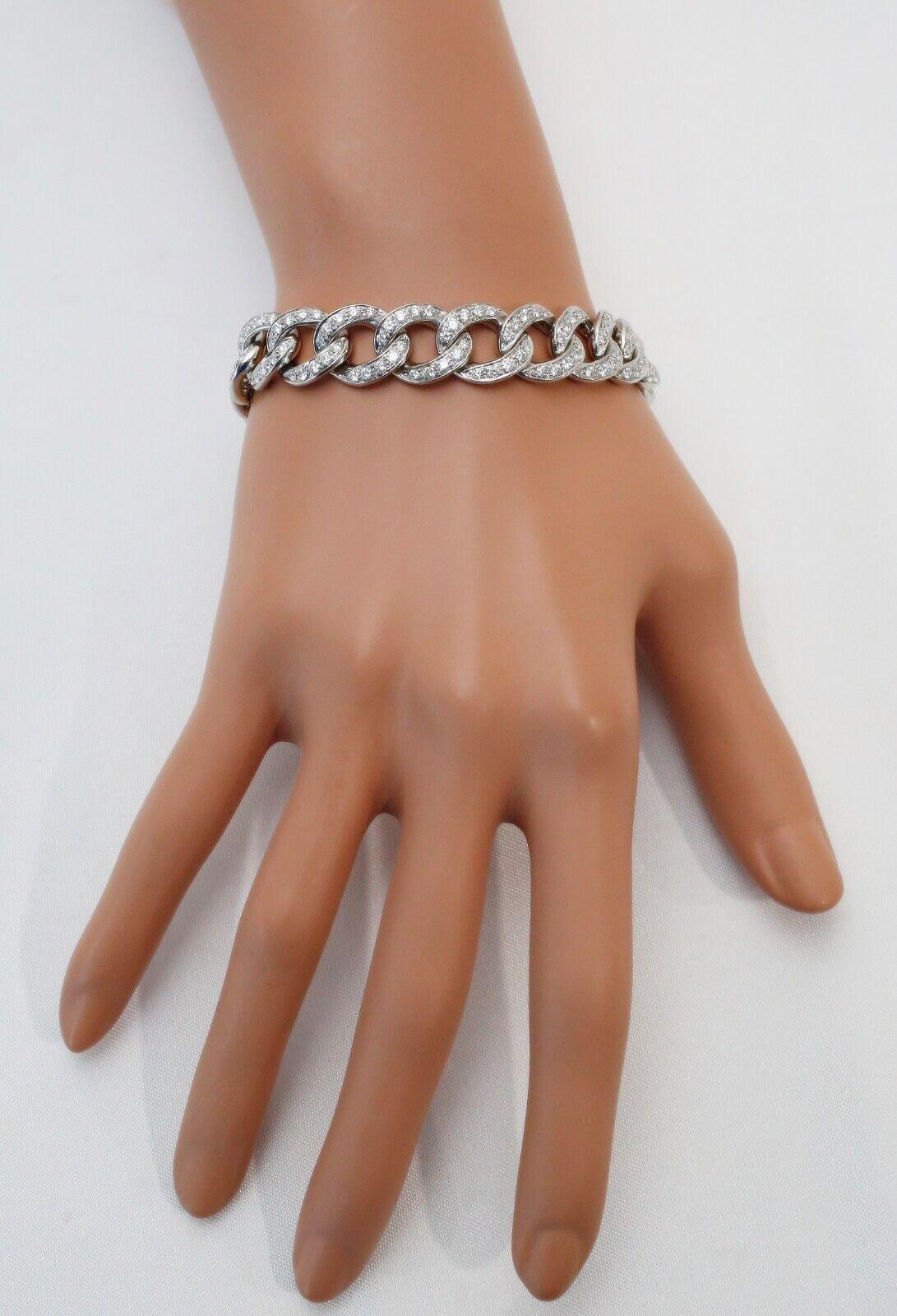 Women's or Men's 18k White Gold Leo Pizzo Diamond Link Bracelet, 8 inches - 54.5g For Sale