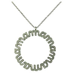 18K Weißgold Diamant "Mama" Kreis Anhänger Halskette #22947