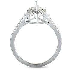 18 Karat White Gold Diamond Marquise Mounting Ring