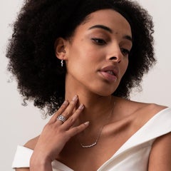 18k White Gold & Diamond Medium Cascade Bar Necklace