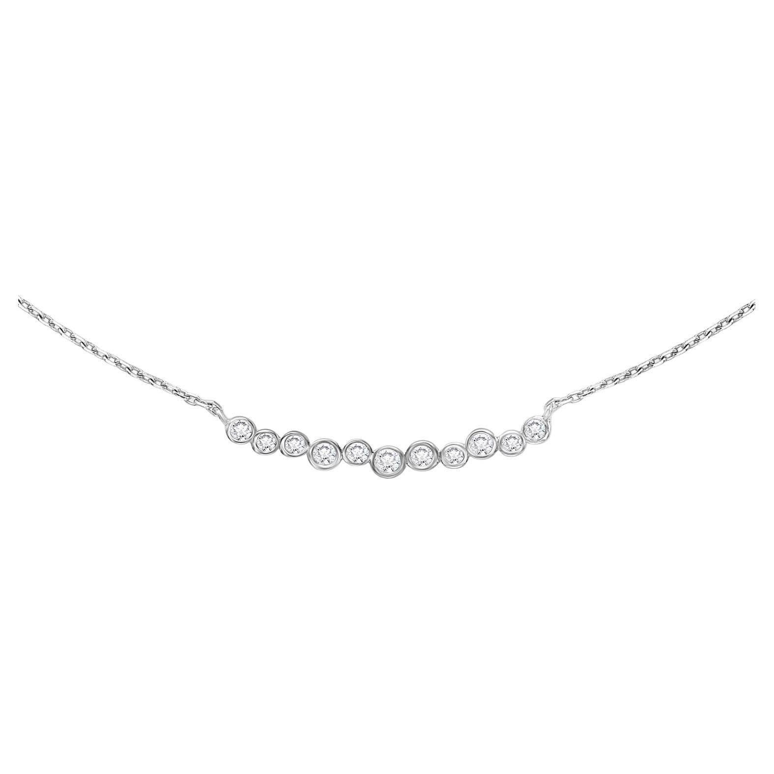 Collana a barrette medie a cascata in oro bianco 18k e diamanti