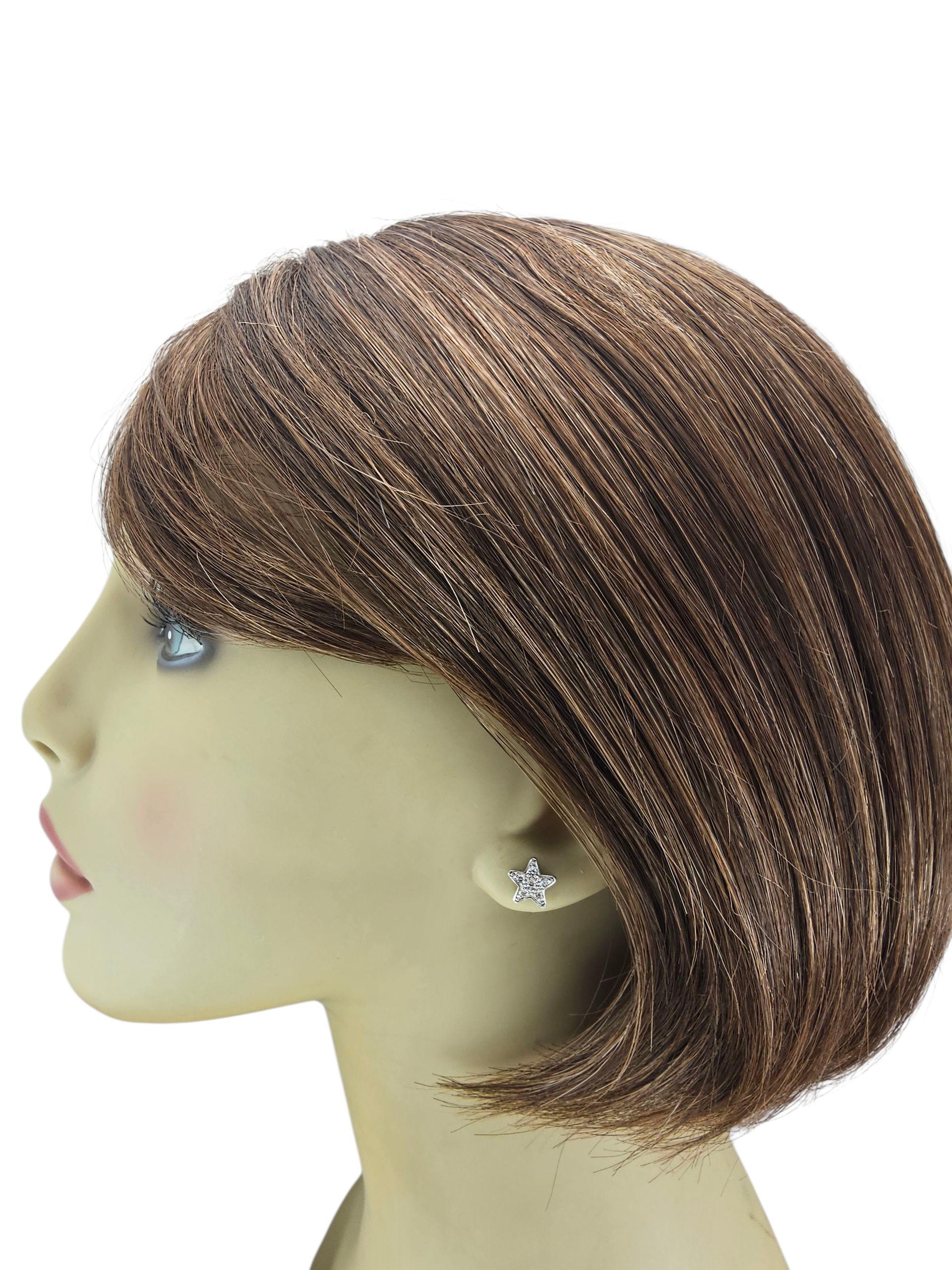 Orecchini con diamanti e stelle in oro bianco 18K #23620 in vendita 1